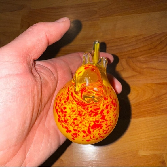 Yellow And Red Hand Blown Glass Bird 5” x 3” - Light Up Lawn Ornament? - Picture 5 of 16